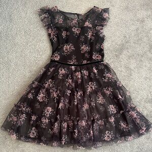 Zunie Black and Pink Floral Girls’ Dress